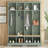Farmhouse Hall Tree with 8 Hooks, Storage Bench & Open Compartments, Mint Green-971754450