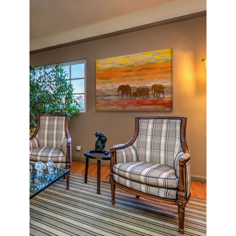 " Herd Walking " by Parvez Taj, 16" H x 24" W x 1.5" D