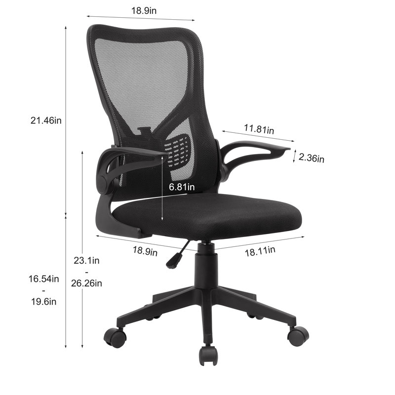 Ensemble de 2 chaises de bureau ergonomiques avec accoudoirs relevables