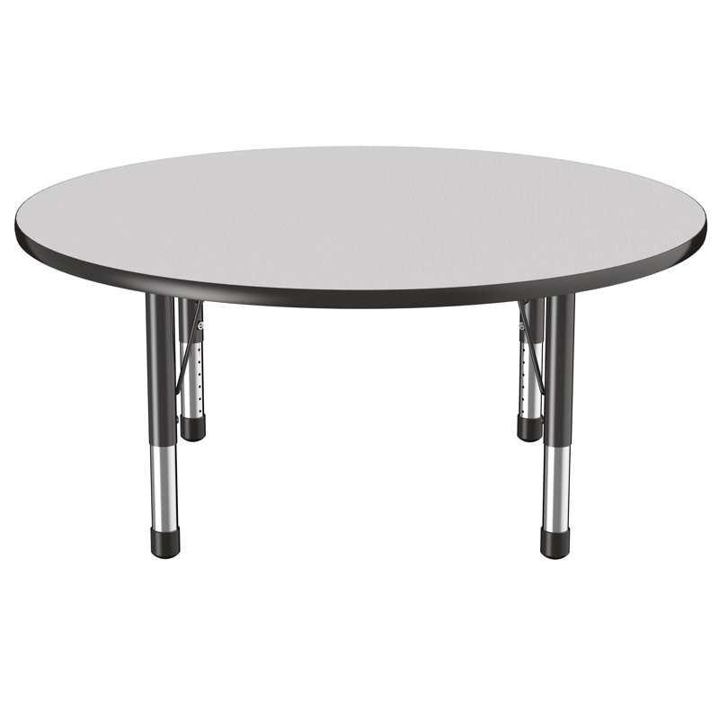 Table ronde à hauteur réglable, Épais, Gris / noir, 36"