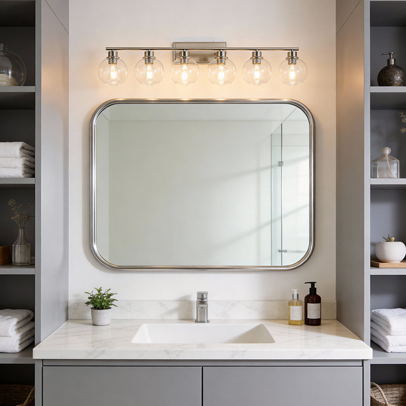 6 - Light Dimmable Bathroom Vanity Light, Nickel