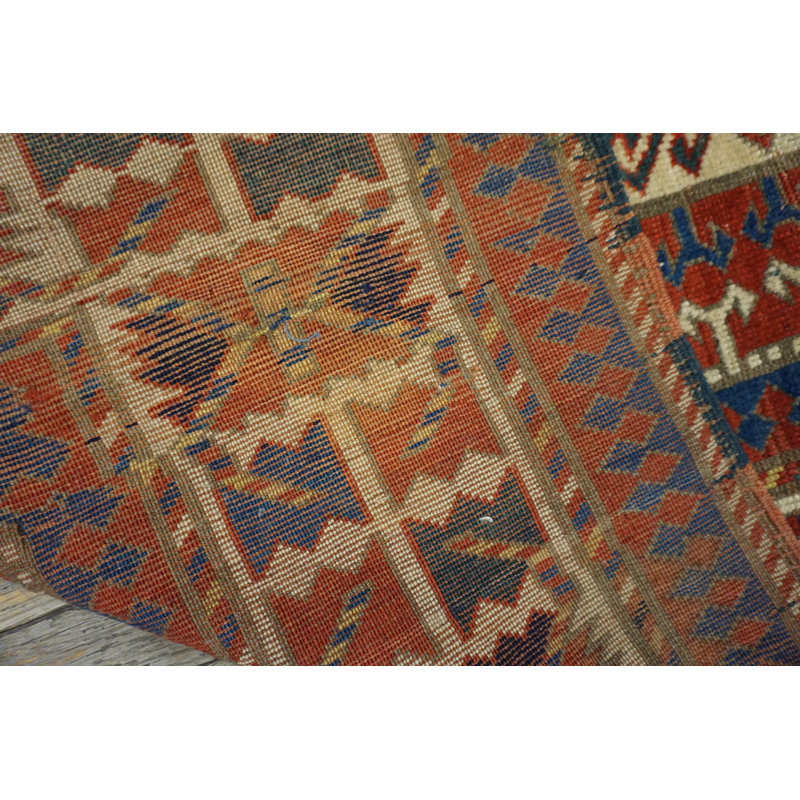 Late 19th century Tribal geometric Antique Key Hole Design Caucasian Kazak Rug