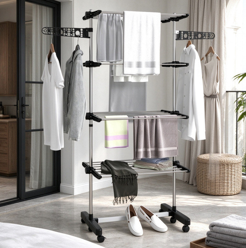 Stainless Steel Foldable Rolling Drying Rack