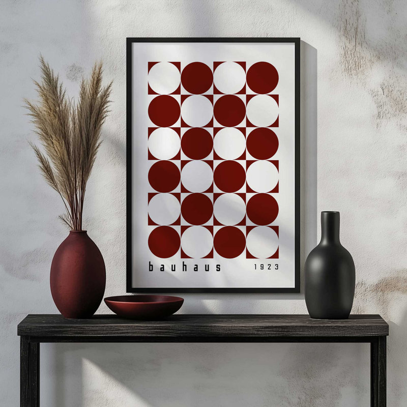 Contrast Print, 15" H x 12" W, White, Bauhaus Burgundy Contrast Rolled