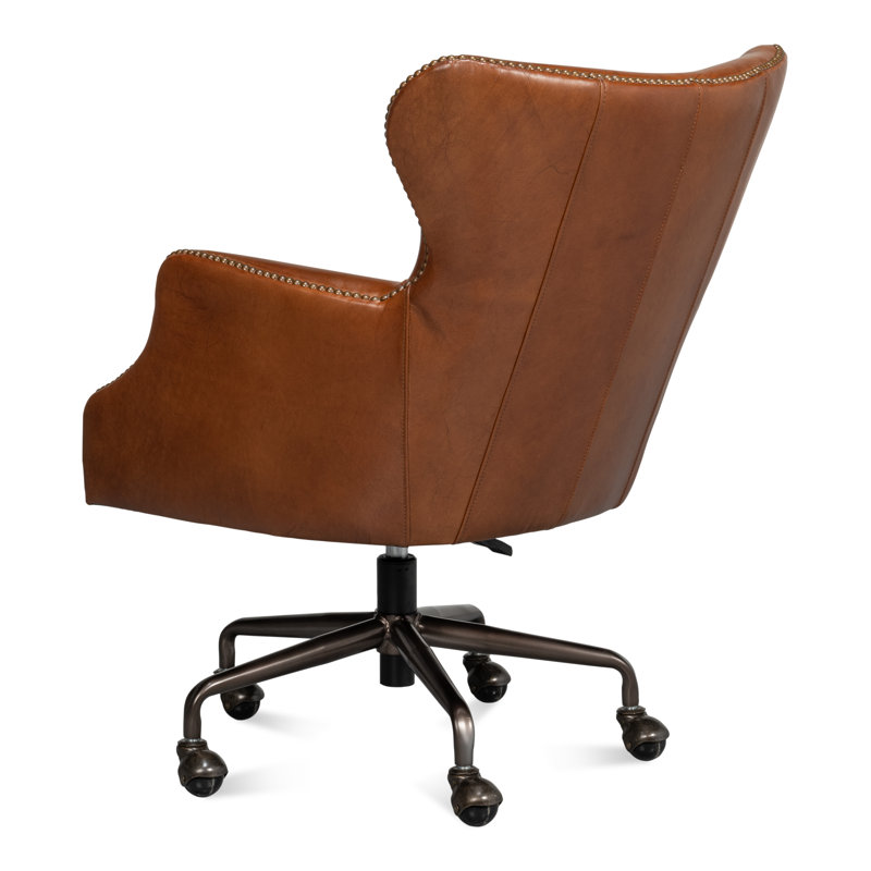 McKellen Leather Swivel Executive Chair, Vintage Cigar