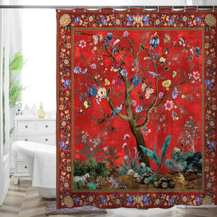 Floral Printed Shower Curtain Bathroom Accessories Waterproof