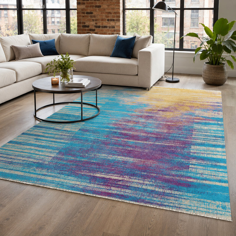 Geometric Cotton and Chenille Flatweave Area Rug, 120 x 180 cm