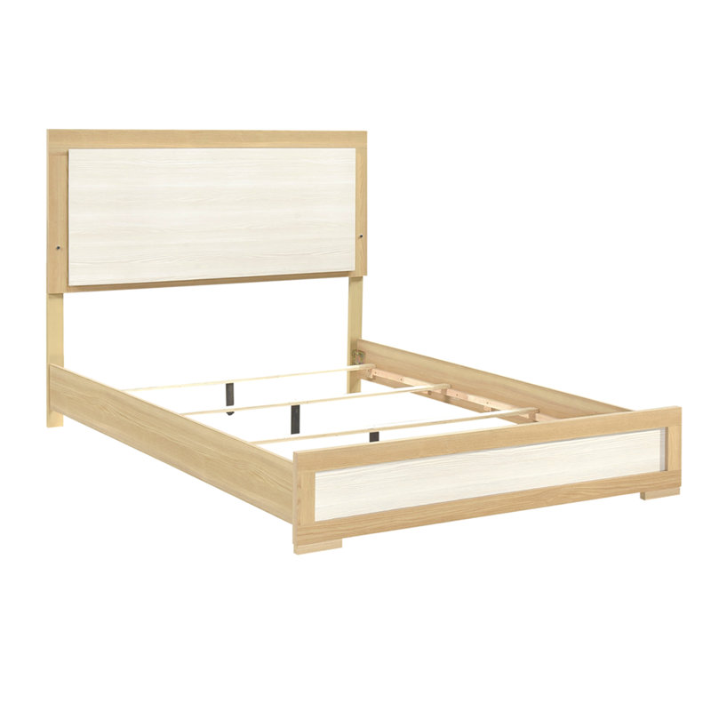 Mobilier de chambre à coucher contemporain à panneau de tête de lit à DEL avec finition naturelle et blanche pour grand lit 1pc
