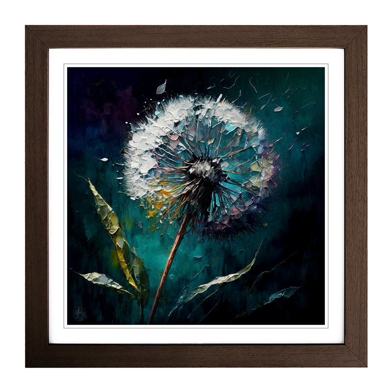 Dandelion Palette Knife Painting No.1 - Framed Print, Walnut