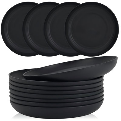 Wheat Straw Plates, 8-Piece (Black)