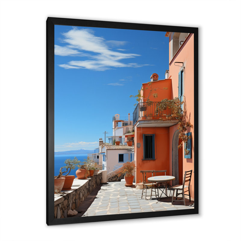 «Alfonsa» Italie tons terre cuite Fontanas II - impression, H 32 po x l 24 po x P 1 po, Cadre photo noir