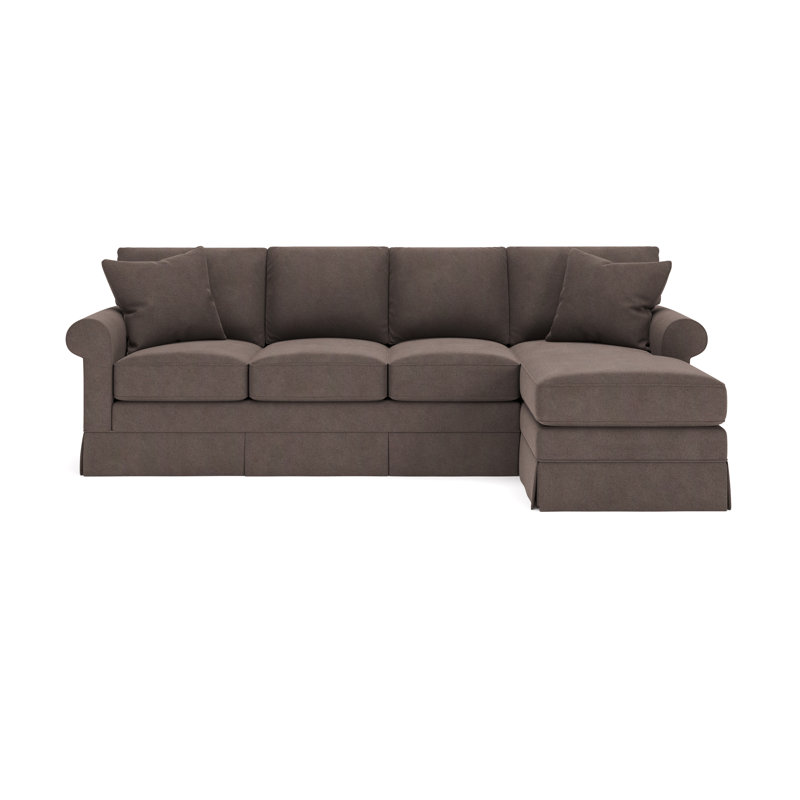 Friedman Upholstered Sectional with Chaise, Bella Ash Performance Velvet, Right Hand Facing