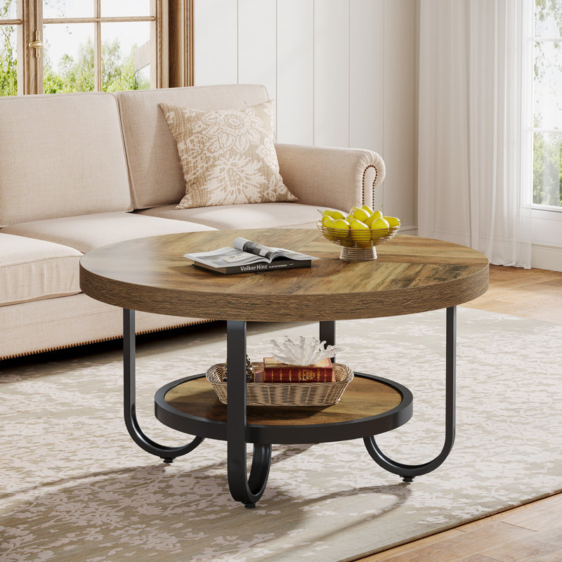 4 Legs Coffee Table with Storage, Brown