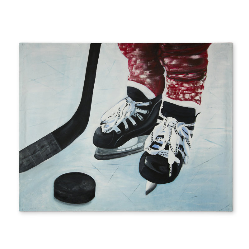 Hyperrealist Blue Polyester Placemat - Young Hockey Player Decor