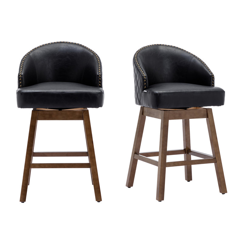 Nivelles Swivel Upholstered Counter Stool, Brown, Black