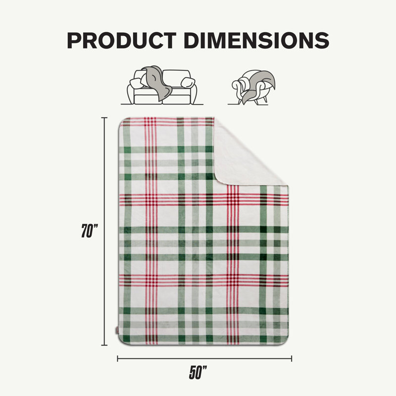 Hunter Reversible Plaid Plush Throw Blankets, Noellia