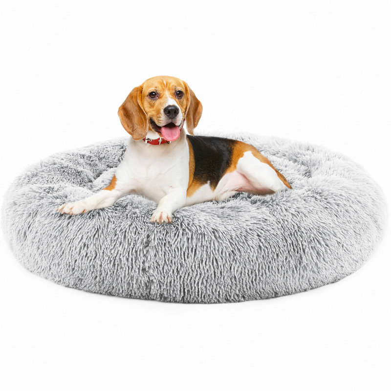 Lit pour chat moelleux et antidérapant rond gris moelleux