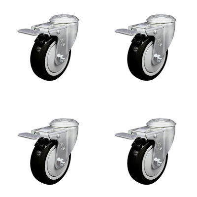 Polyurethane Bolt Hole Caster with Total Lock Brake