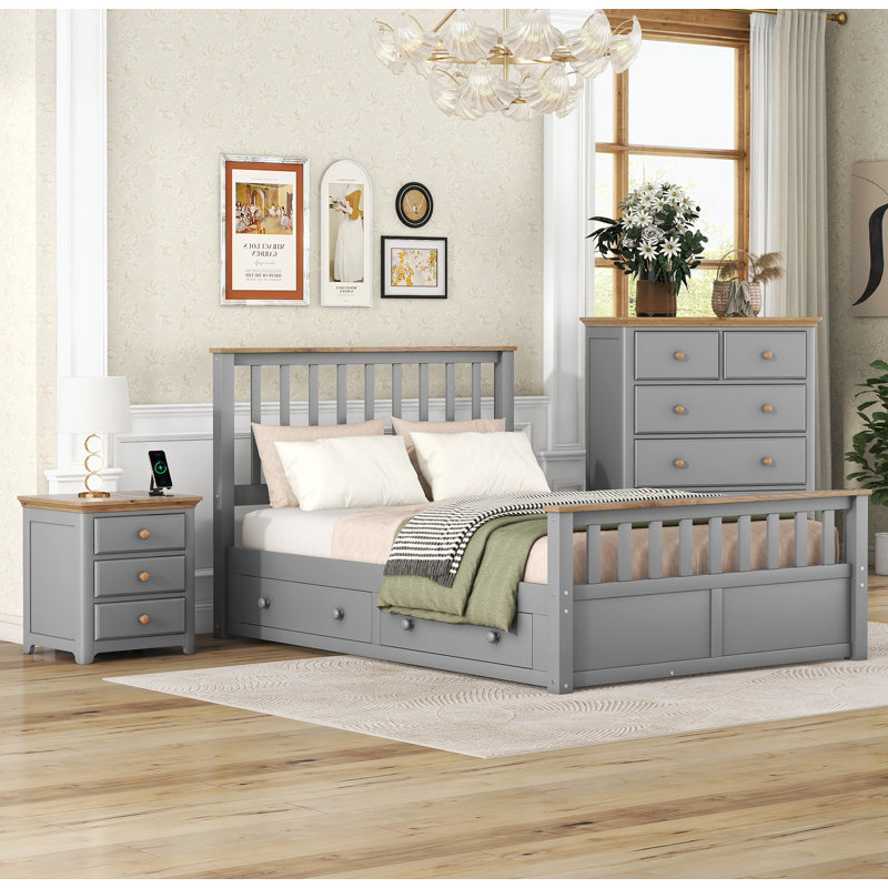 Ensemble de chambre à coucher en bois massif 3 pièces, ensemble de chambre à coucher, ensemble de chambre à coucher en bois massif