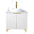 30" White Modern Vessel Bathroom Vanity With Ceramic Top