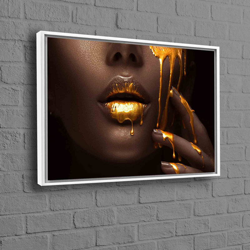Grande art africain sur toile à lèvres dorées mettant en vedette des visuels muraux modernes en 3D avec des détails d'impression personnalisés pour un attrait esthétique élevé