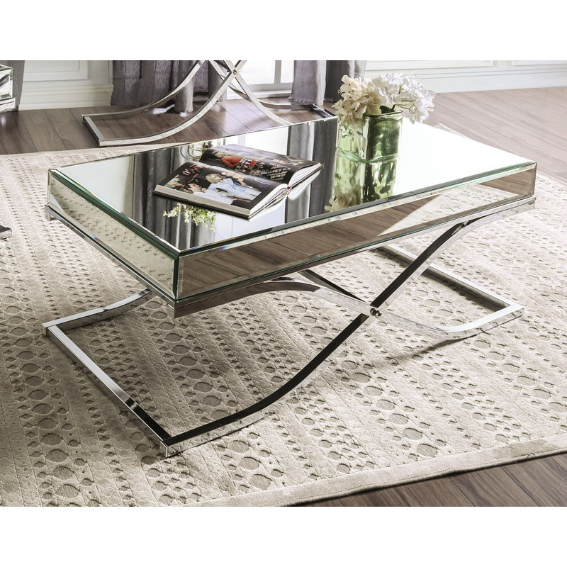 48" W Contemporary Coffee Table, Chrome