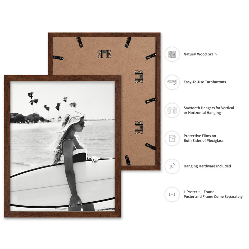 Surfer Girl No3, Affiche, H 11 po x l 14 po, Encadrement brun