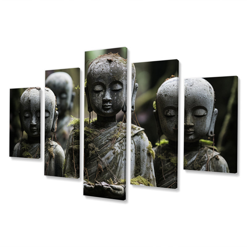 «Japon Art Jizos Guardianship II», reproduction d'art sur toile japonaise - 5 panneaux