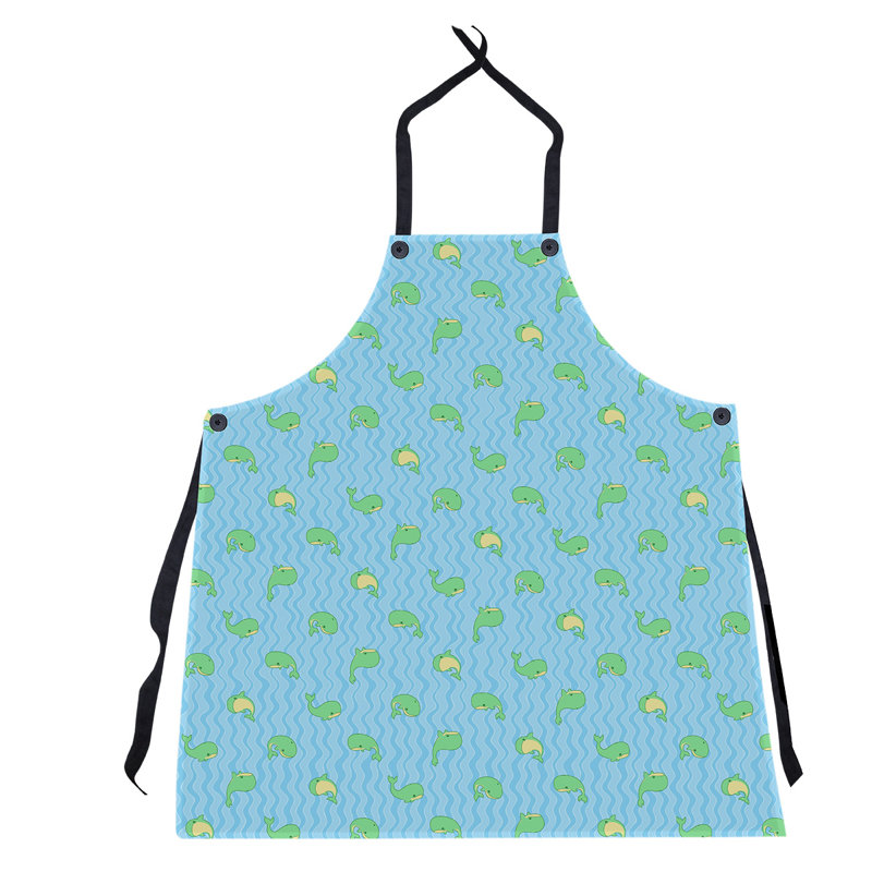 Tablier à motif baleines, Bleu / Vert