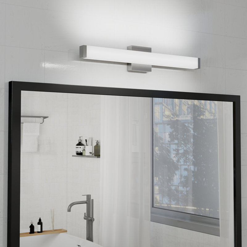 Luminaire de bar pour salle de bain en nickel brossé carré à DEL 25 po 14W 6000K