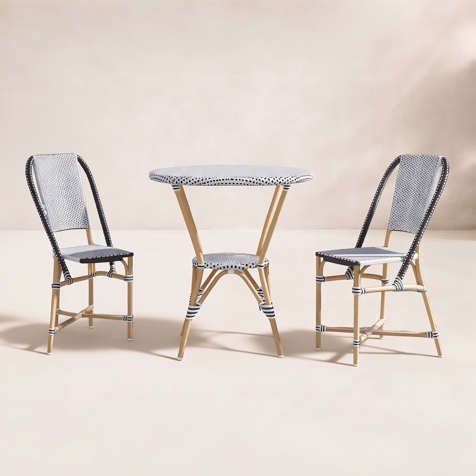 Ellie 30" Patio Dining Set, Gray/White, Black/White