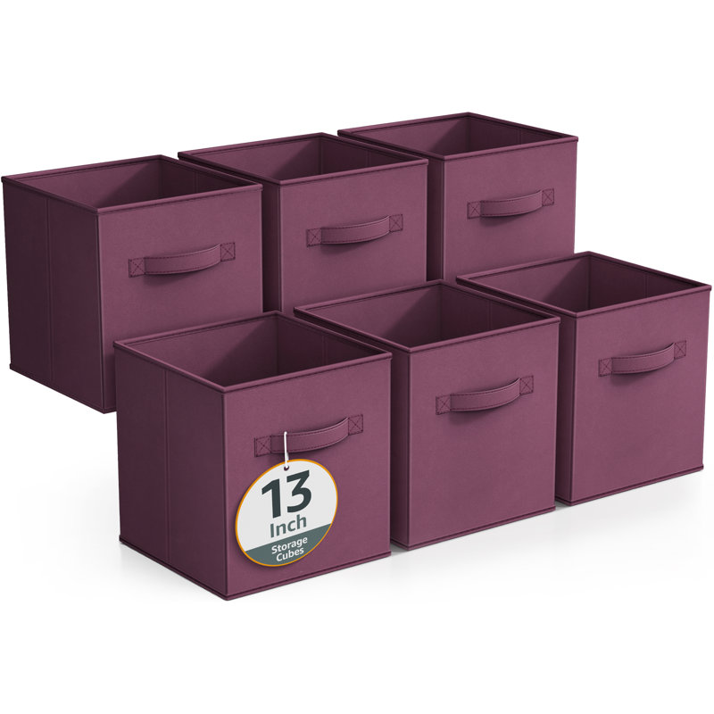 6 Pack 13" Large Foldable Storage Cubes with Handles, Pastel Multi-Color 2