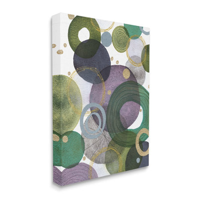 Cercles verts et mauves sur toile par Jocelyn Benford