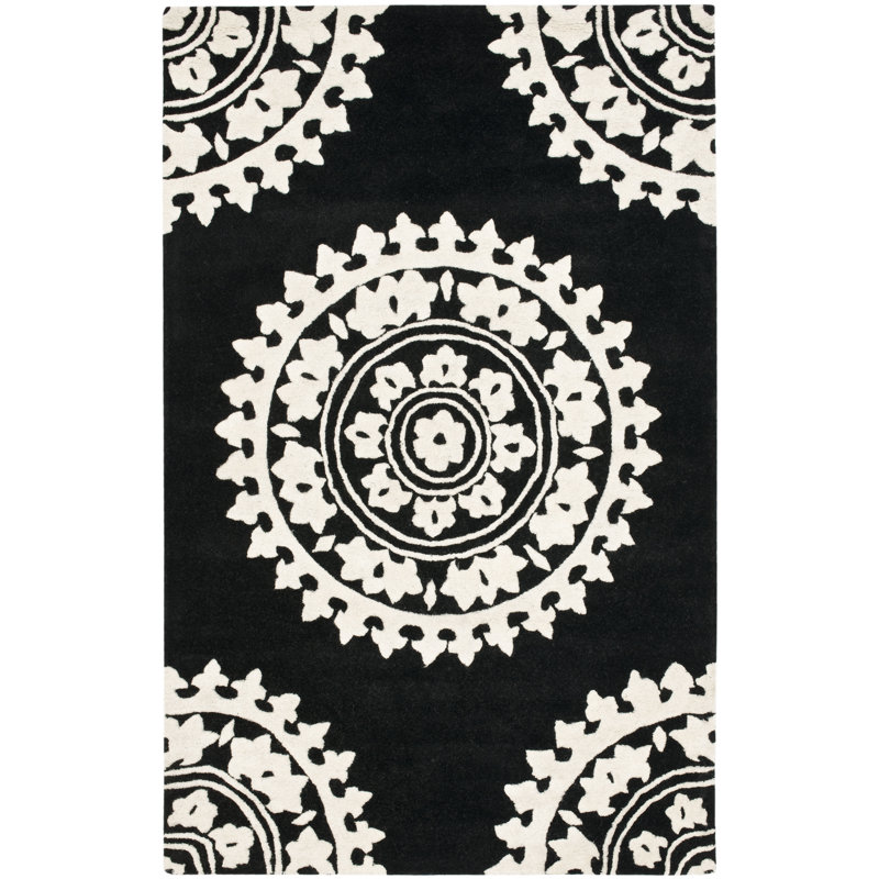 Candelo Hand Tufted Wool & Viscose Pile Floral Rug, Rectangle 3'6" x 5'6"