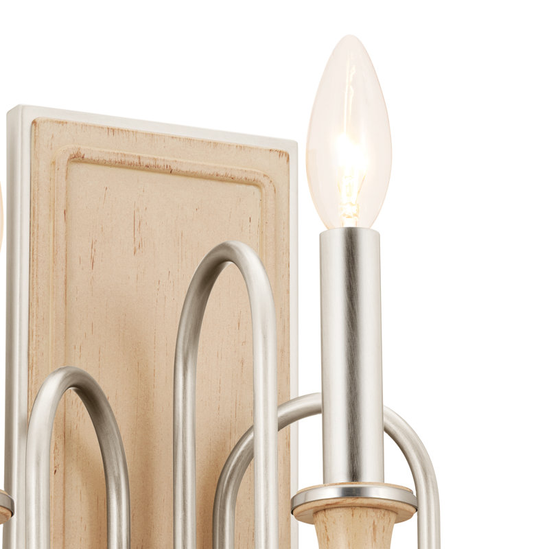 Applique murale 3 lumières en hêtre et nickel brossé 13 pouces Dilnoor