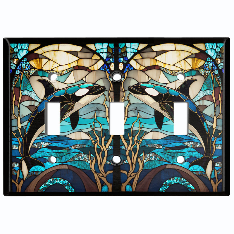 Copper Rust Patina Teal Print 3 - Gang Toggle Light Switch Standard Wall Plate