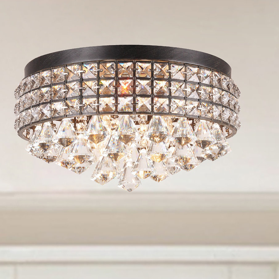 Madilynn 4 - Light 16" Chandelier Style Drum Flush Mount Everly Quinn Fixture 