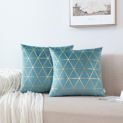 Soft Geometric Gold Printed Square Throw Pillow Cover