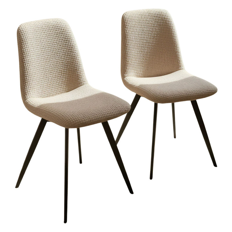 Symerton 50cm H Tufted Fabric Upholstered Metal Side Chair in Beige
