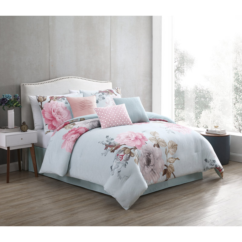 Ridgely Comforter Set, Queen Comforter + 6 Additional Pieces, Blush