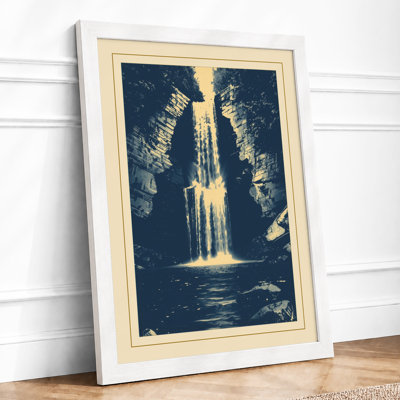 Waterfall in Shadow Japandi - Framed Print