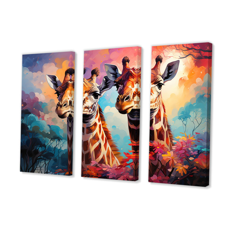 Multicolore ludique girafes, H 40 po x l 60 po