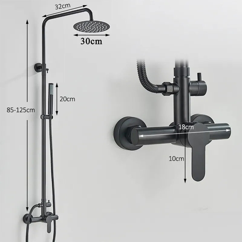 Robinet de douche noir en acier inoxydable
