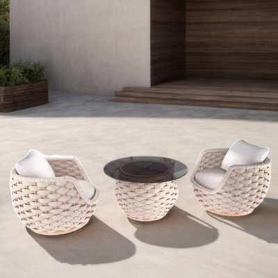 Paup Wicker 2 - Person Patio Conversation Set with Cushions