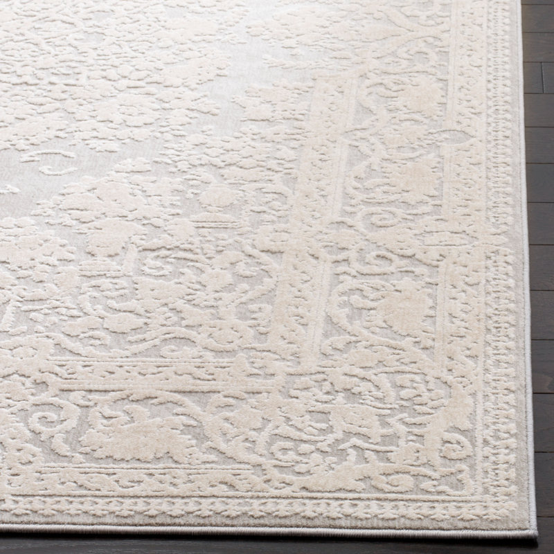 Tapis oriental gris clair / crème Calidia, Carré 6 pi 7 po