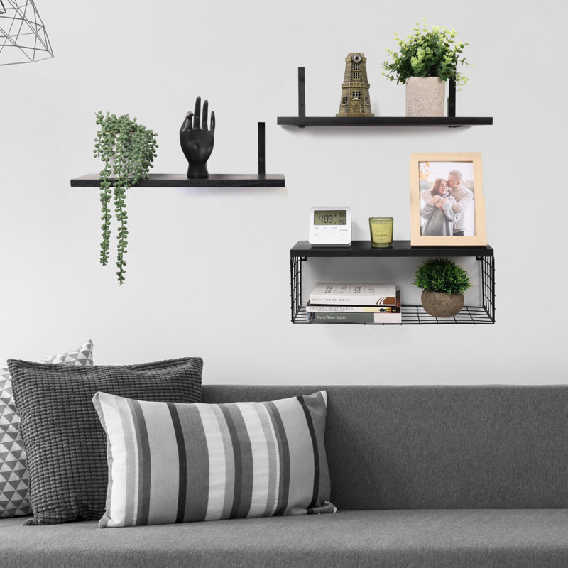 Ryne 3 Piece Accent Shelf, Black