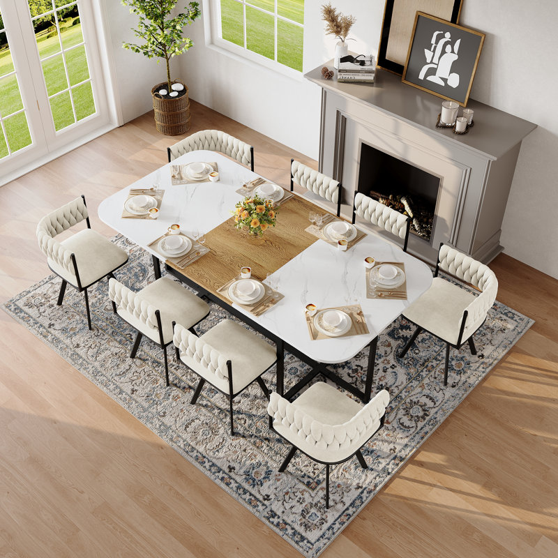Ensemble de table de salle à manger 9 pièces, table rectangulaire avec 8 chaises, ensemble de table de cuisine pour la salle à manger
