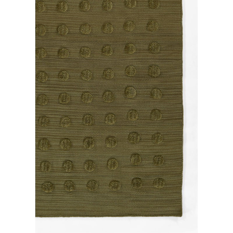 Yousra Rectangle Solid Color Handmade Flatweave Wool Area Rug in Green, Rectangle 5' x 8'