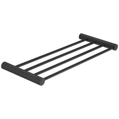 4-Bar Towel Rack Towel Shelf Wall Mounted Modern Hotel Style With Towel Bar Single Towel Rack In Matte Black
