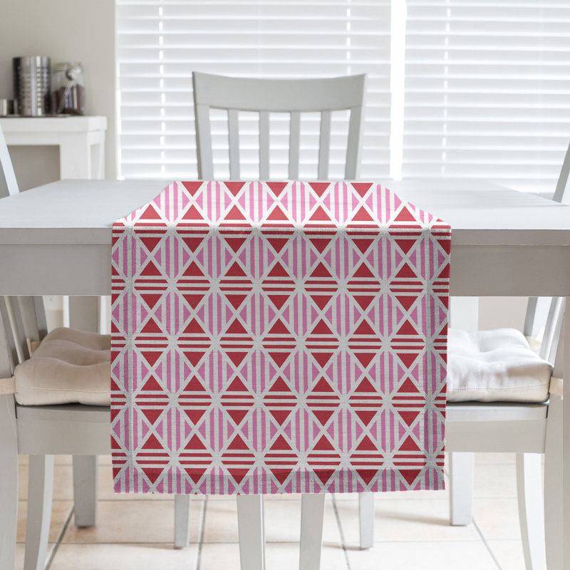 Chemin de table à carreaux fêtes hol, L 72 po x l 16 po, Rose pâle / brun, Mélange de coton
